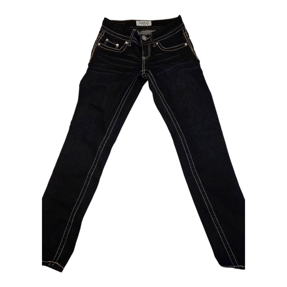 Daytrip Denim - Daytrip Lynx Skinny Crop Black Embellished Jeans Sz. 24